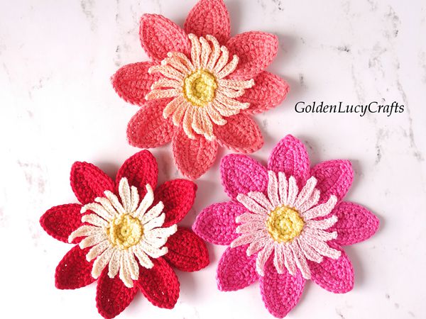 crochet Dahlia Flower Applique free pattern