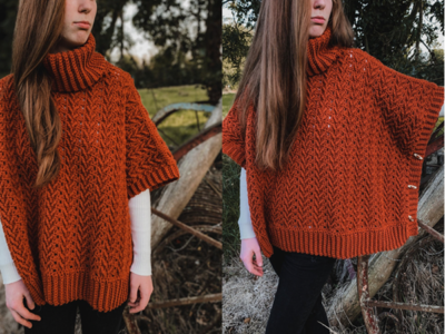 crochet HARVEST TURTLENECK PONCHO free pattern