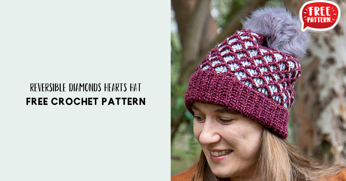 Reversible Diamonds Hearts Hat Share A Pattern