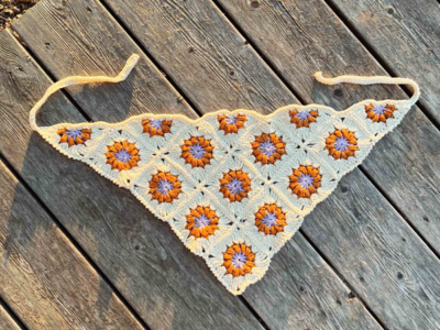 crochet Granny Square Bandana free pattern