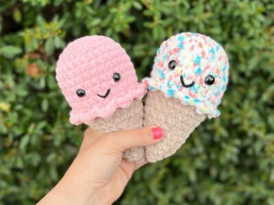 crochet No Sew Ice Cream Cone easy pattern