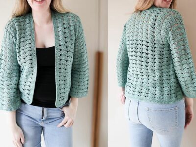 crochet Shell Stitch Cardigan free pattern