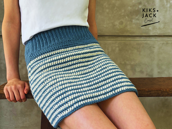 crochet Striped Fitted Skirt free pattern