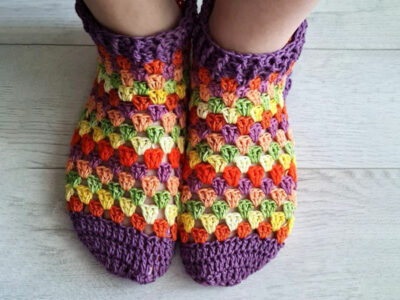 crochet granny stripe socks free pattern