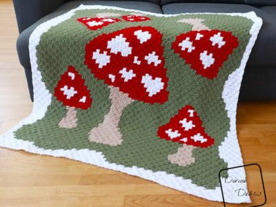 crochet Mushroom Love Blanket free pattern