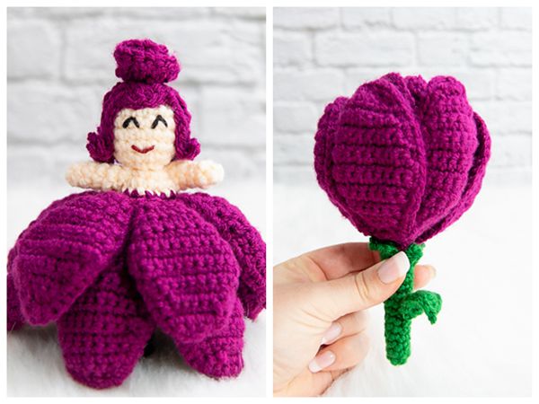 crochet Reversible Flower Doll free pattern