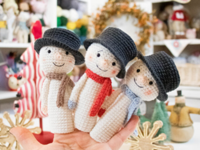 crochet Snowman Finger Puppets free pattern