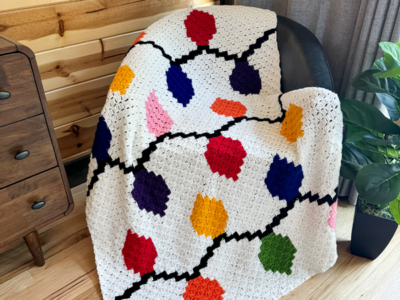 crochet C2C Christmas Lights Blanket free pattern