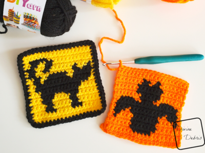 crochet Cat and Bat Halloween Squares free pattern