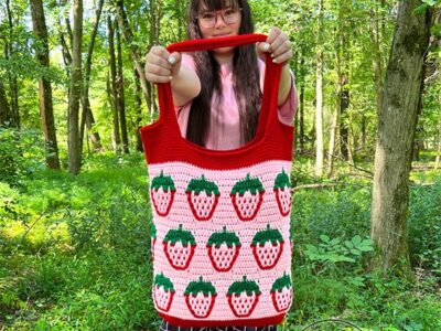 crochet Mosaic Strawberry Bag free pattern