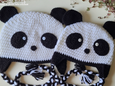 crochet Panda Earflap Beanie free pattern