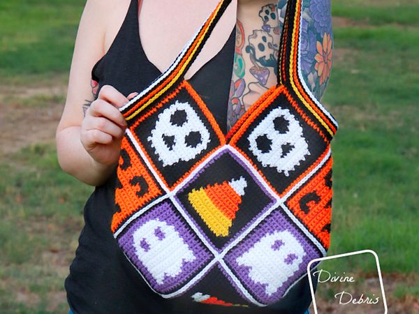 crochet Patchwork Halloween Bag free pattern