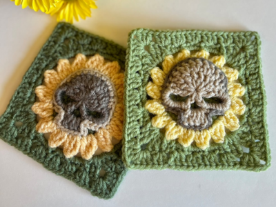 crochet Skull Granny Square easy pattern