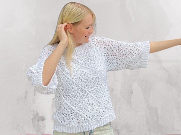 crochet Tulip Square Summer Sweater free pattern